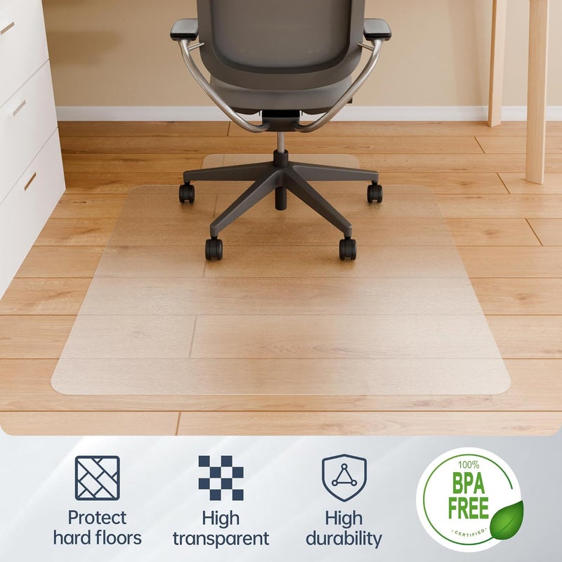 Futurwit Office Chair Mat for Hard Floors, 30" x 48" Hardwood Transparent Protector for Desk Rolling Chairs, Clear Chair Mat for Home Office (with Lip) - Image 4